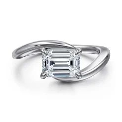 Hot Gabriel & Co. Delphi - 14K White Gold Bypass Emerald Cut Diamond Engagement Ring