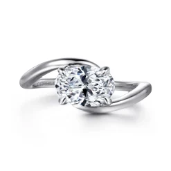 Clearance Gabriel & Co. Delphi - 14K White Gold Bypass Oval Diamond Engagement Ring