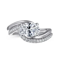 Clearance Gabriel & Co. Delphi - 14K White Gold Bypass Oval Diamond Engagement Ring