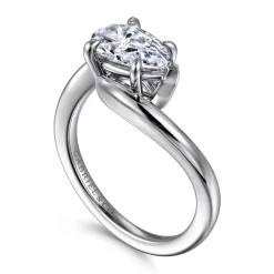 New Gabriel & Co. Delphi - 14K White Gold Bypass Pear Shape Diamond Engagement Ring