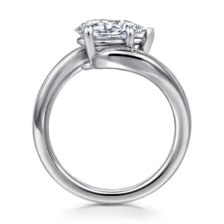 New Gabriel & Co. Delphi - 14K White Gold Bypass Pear Shape Diamond Engagement Ring