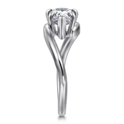 New Gabriel & Co. Delphi - 14K White Gold Bypass Pear Shape Diamond Engagement Ring