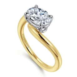 Online Gabriel & Co. Delphi - 14K White-Yellow Gold Bypass Oval Diamond Engagement Ring