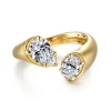 Clearance Gabriel & Co. Delta - 14K Yellow Gold Toi et Moi Pear Shape Diamond Engagement Ring