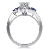 Hot Gabriel & Co. Demi - 14K White Gold Round Three Stone Sapphire and Diamond Engagement Ring