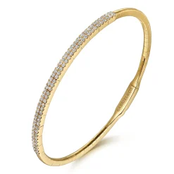 New Gabriel & Co. Demure - Closed Bangle Bracelet 14K Yellow Gold Diamond 0.75ct