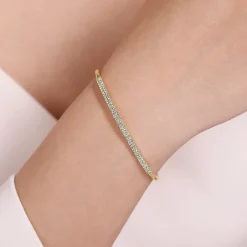 New Gabriel & Co. Demure - Closed Bangle Bracelet 14K Yellow Gold Diamond 0.75ct