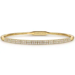 New Gabriel & Co. Demure - Closed Bangle Bracelet 14K Yellow Gold Diamond 0.75ct