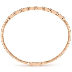 Clearance Gabriel & Co. Demure - 14K Rose Gold Alternating Baguette and Round Diamond Bangle
