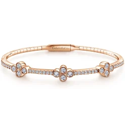Online Gabriel & Co. Demure - 14K Rose Gold Bangle with Quatrefoil Diamond Stations