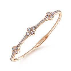 Online Gabriel & Co. Demure - 14K Rose Gold Bangle with Quatrefoil Diamond Stations