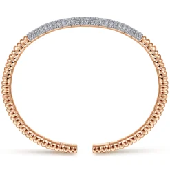 Clearance Gabriel & Co. Demure - 14K Rose Gold Cuff Bracelet with Diamond Pave Station