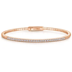 New Gabriel & Co. Demure - 14K Rose Gold Diamond Bangle