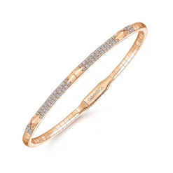 Gabriel & Co. Demure - 14K Rose Gold Diamond Bangle with Pyramid Rhombus Stations