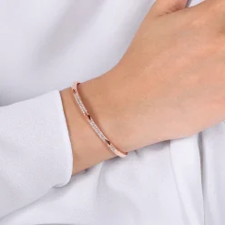 Gabriel & Co. Demure - 14K Rose Gold Diamond Bangle with Pyramid Rhombus Stations