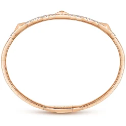 Gabriel & Co. Demure - 14K Rose Gold Diamond Bangle with Pyramid Rhombus Stations