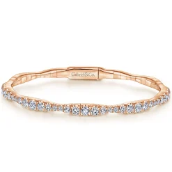 Hot Gabriel & Co. Demure - 14K Rose Gold Graduating Diamond Station Bangle