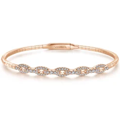Gabriel & Co. Demure - 14K Rose Gold Oval Link Diamond Bangle