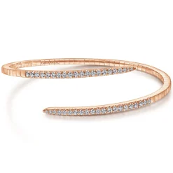 New Gabriel & Co. Demure - 14K Rose Gold Split Bypass Diamond Bangle