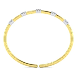 Hot Gabriel & Co. Demure - 14K White and Yellow Gold Diamond Bangle