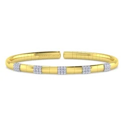 Hot Gabriel & Co. Demure - 14K White and Yellow Gold Diamond Bangle