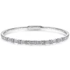 Clearance Gabriel & Co. Demure - 14K White Gold Alternating Baguette and Round Diamond Bangle