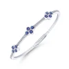 New Gabriel & Co. Demure - 14K White Gold Bangle with Diamond and Sapphire Quatrefoil Stations