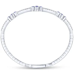 New Gabriel & Co. Demure - 14K White Gold Bangle with Diamond and Sapphire Quatrefoil Stations