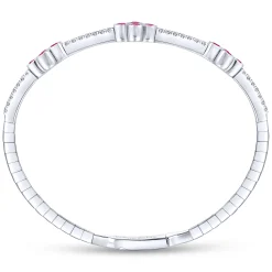 Best Gabriel & Co. Demure - 14K White Gold Bangle with Diamond and Ruby Quatrefoil Stations