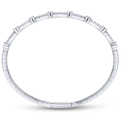 Gabriel & Co. Demure - 14K White Gold Bezel Station Diamond Bangle