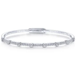 Gabriel & Co. Demure - 14K White Gold Bezel Station Diamond Bangle