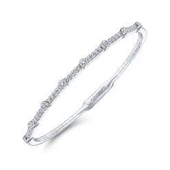 Gabriel & Co. Demure - 14K White Gold Bezel Station Diamond Bangle