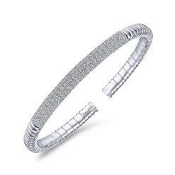Online Gabriel & Co. Demure - 14K White Gold Cuff Bracelet with Diamond Pave Station