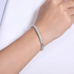 Online Gabriel & Co. Demure - 14K White Gold Cuff Bracelet with Diamond Pave Station