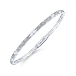 New Gabriel & Co. Demure - 14K White Gold Diamond Bangle with Pyramid Rhombus Stations