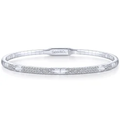 New Gabriel & Co. Demure - 14K White Gold Diamond Bangle with Pyramid Rhombus Stations