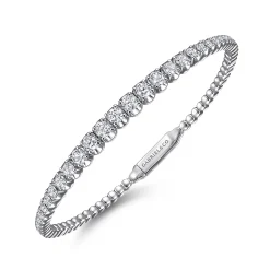 Best Gabriel & Co. Demure - 14K White Gold Diamond Bangle