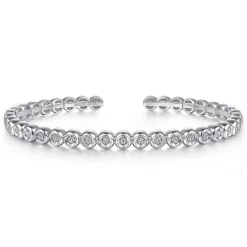 Outlet Gabriel & Co. Demure - 14K White Gold Diamond Station Open Bangle
