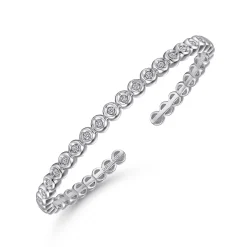 Outlet Gabriel & Co. Demure - 14K White Gold Diamond Station Open Bangle