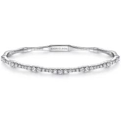 Sale Gabriel & Co. Demure - 14K White Gold Diamond Station Bangle