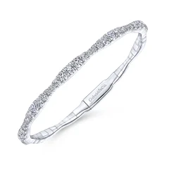 Discount Gabriel & Co. Demure - 14K White Gold Graduating Diamond Station Bangle