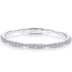 Discount Gabriel & Co. Demure - 14K White Gold Graduating Diamond Station Bangle