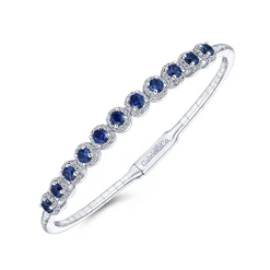 Online Gabriel & Co. Demure - 14K White Gold Round Sapphire and Diamond Halo Bangle