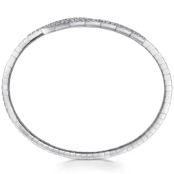 Best Gabriel & Co. Demure - 14K White Gold Split Bypass Diamond Bangle