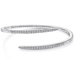 Best Gabriel & Co. Demure - 14K White Gold Split Bypass Diamond Bangle