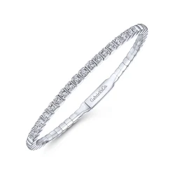 Gabriel & Co. Demure - 14K White Gold Square Set Diamond Bangle