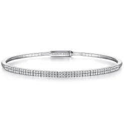 New Gabriel & Co. Demure - 14K White Gold Two Row Diamond Bangle