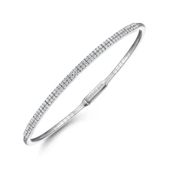 New Gabriel & Co. Demure - 14K White Gold Two Row Diamond Bangle