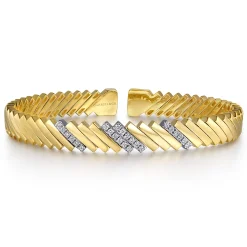 New Gabriel & Co. Demure - 14K White-Yellow Gold Diamond Demure Bangle