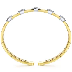 Discount Gabriel & Co. Demure - 14K White-Yellow Gold Diamond Bangle